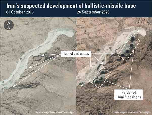 صور ساتلية تكشف عن قاعدة صواريخ باليستية إيرانية جديدة بالقرب من دول الخليج