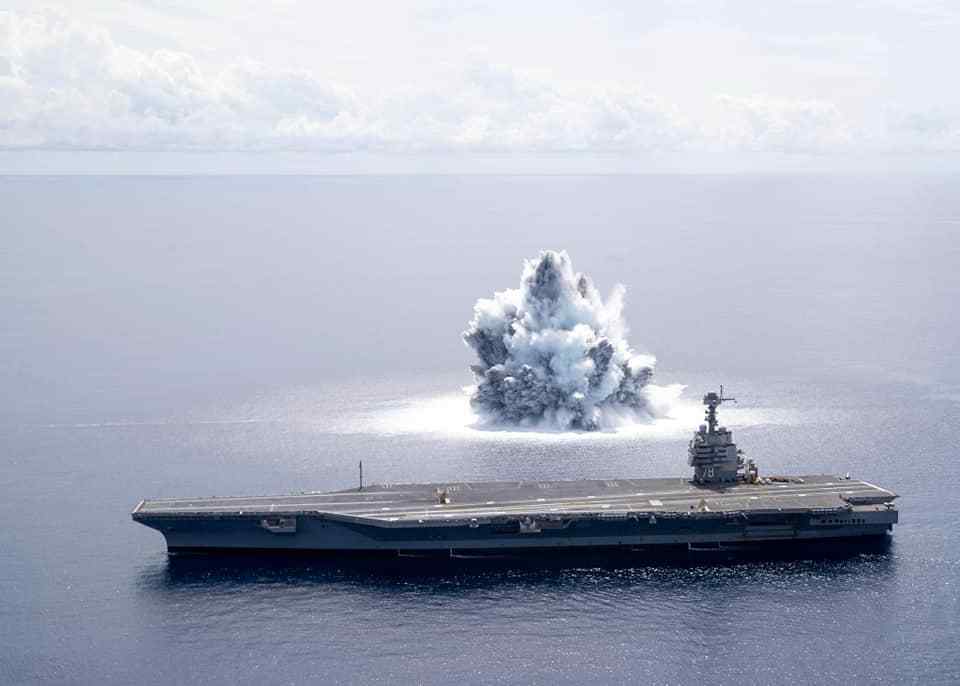 הצי האמריקאי עורך ניסוי "הלם מלא" על נושאת המטוסים ג'רלד פורד