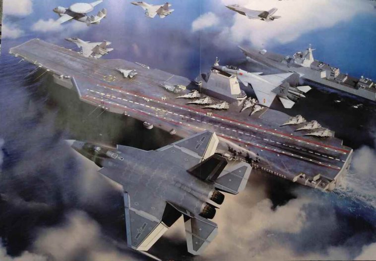 البعبع الأكبر للولايات المتحدة الذي لا يمكن إيقافه.. صورة مخيفة لمجموعة حاملة الطائرات القتالية Type 003 الصينية