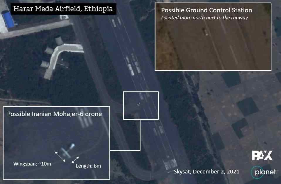صور الأقمار الصناعية تؤكد وجود طائرات بيرقدار التركية ووينغ لونغ الصينية ومهاجر-6 الإيرانية لدى إثيوبيا