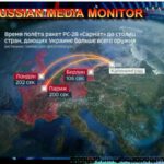 قناة روسية تبث خريطة تظهر الزمن الذي يحتاجه الصاروخ الروسي الحديث "سارمات" لضرب عواصم أوروبية كبيرة