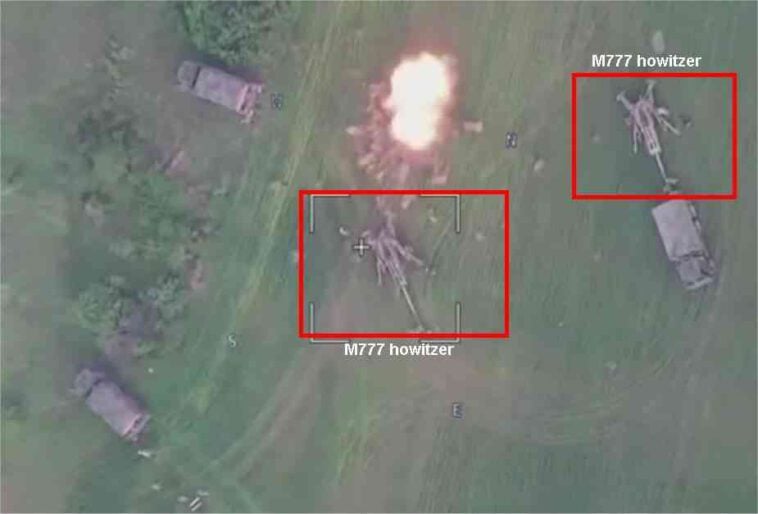 القوات الروسية تستخدم مسيرة انتحارية لضرب مدافع الهاوتزر M777 التي سلمتها أمريكا للجيش الأوكراني (فيديو)